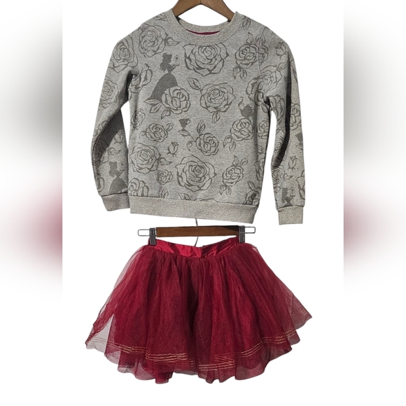 Disney Other - Disney Belle Matching Outfit | Pullover Sweater, Layered Tutu | Size 7/8Y